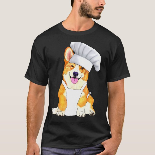 T-shirt Chef Corgi Cute Chien Dans Le Chef Ha (Devant)