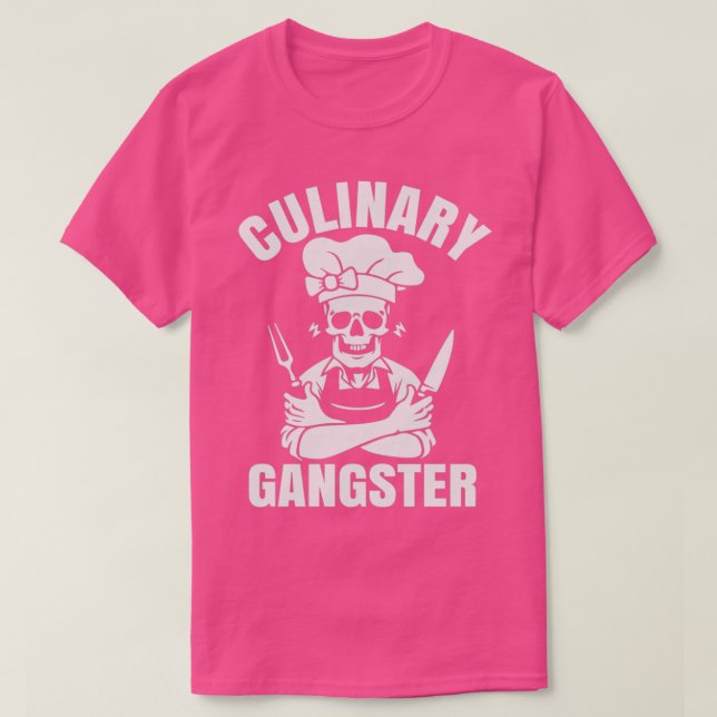 T-shirt Chef culinaire Gangster Cuisiner crâne et couteaux (Design devant)