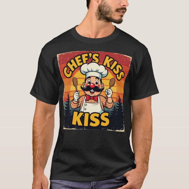 T-shirt Chef de caricature rétro Kiss Funny Retro (Devant)
