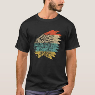 T-shirt Chef de casque indien Amérindien Tête de plume amé