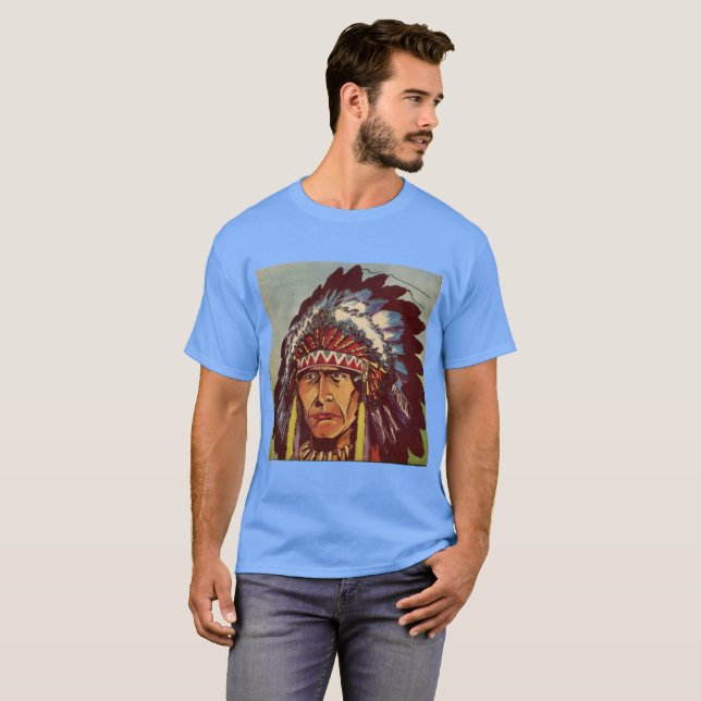 T-shirt Chef de coiffure amérindienne (Devant entier)