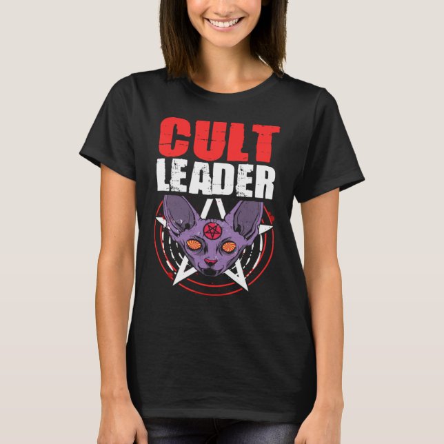 T-shirt Chef de culte Chat Satanic Witchcraft Baphomet Occ (Devant)