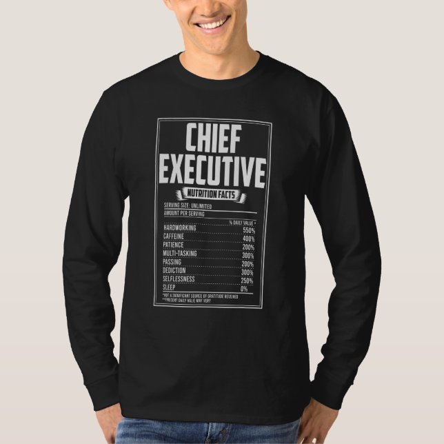 T-shirt Chef de la direction Nutrition Fiches (Devant)