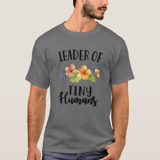 T-shirt Chef De Minuscule Humains Floral School Enseignant