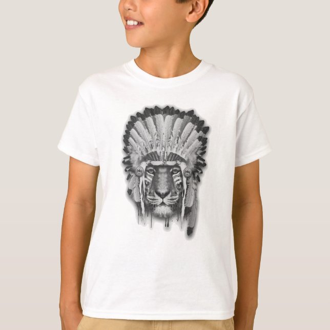 T-shirt Chef de tigre de Natif américain (Devant)