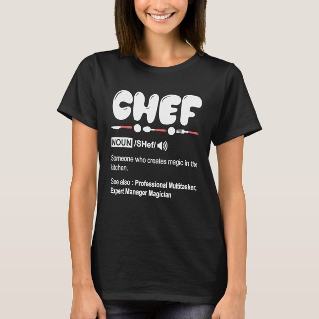 T-shirt Chef Définition T Chemise - Drôle Cuisine Chef Cad (Devant)