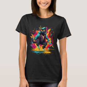 T-shirt Chef-d'œuvre de street art dessin de chat urbain