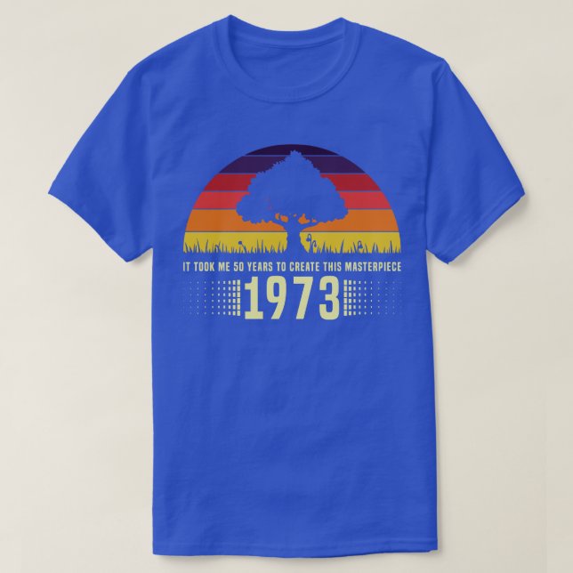 T-shirt Chef-d'œuvre Rétro Coucher de Soleil 1973 50e Anni (Design devant)
