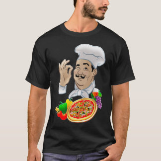 T-shirt Chef et grande pizza italienne 1