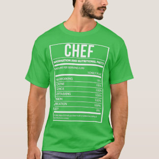 T-shirt Chef Funny Cuisine Étiquette de la nutrition