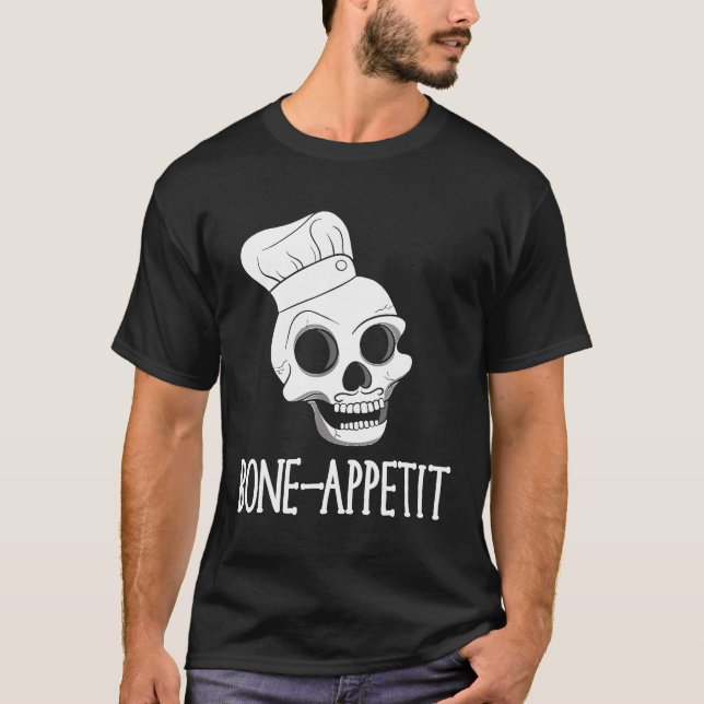T-shirt Chef - Halloween Skeleton Pun Bone Bon Appetite Ch (Devant)