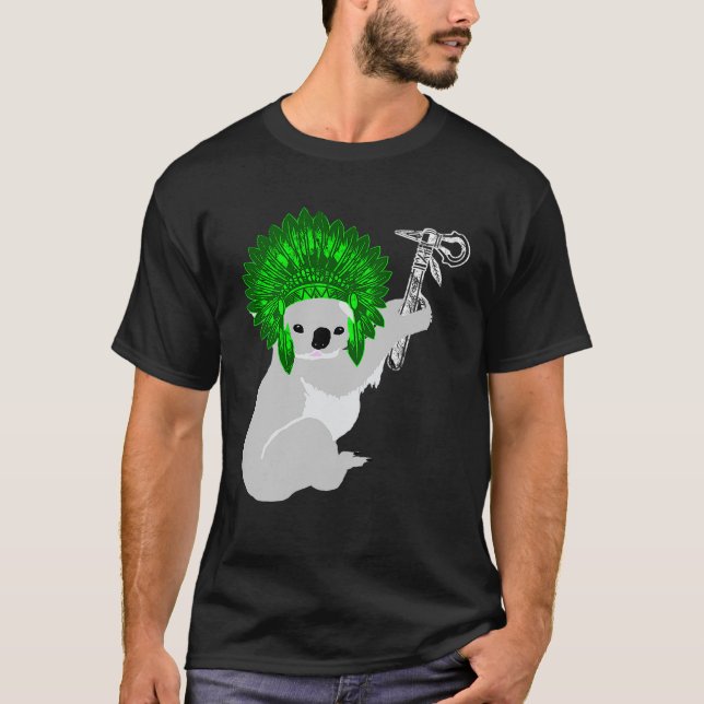 T-shirt Chef indien américain Koala Eucalyptus Bear (Devant)
