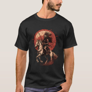 T-shirt Chef Indien Amérindien Cheval Ride Guerrier En