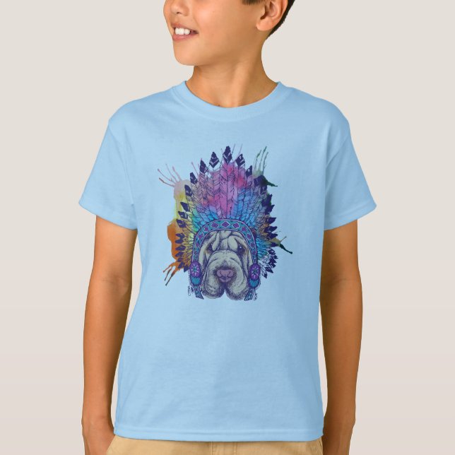 T-shirt Chef indien indigène de Sharpei (Devant)