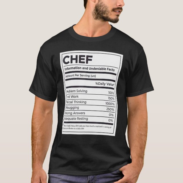 T-shirt Chef Information nutritionnelle (Devant)