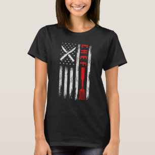 T-shirt Chef Knife Usa Patriotique Cook Drapeau Américain