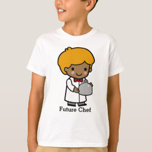 T-shirt Chef mignon avec Cravate en cou et plateau de serv