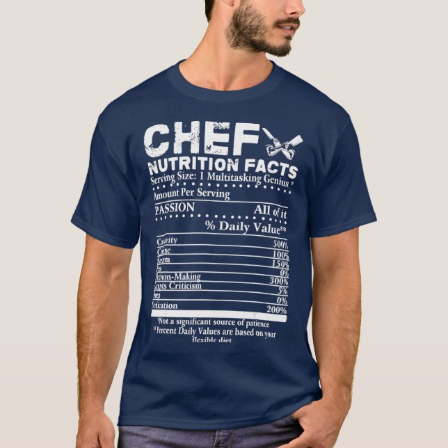 T-shirt Chef Nutrition Facts Cool Chef Cadeau Pour Chefs (Devant)