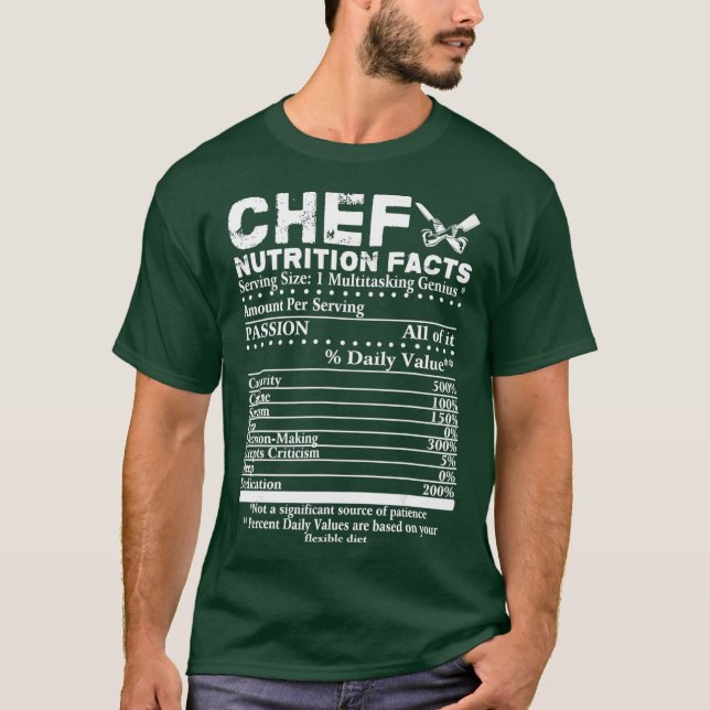 T-shirt Chef Nutrition Facts Cool Chef Tee Don Pour (Devant)