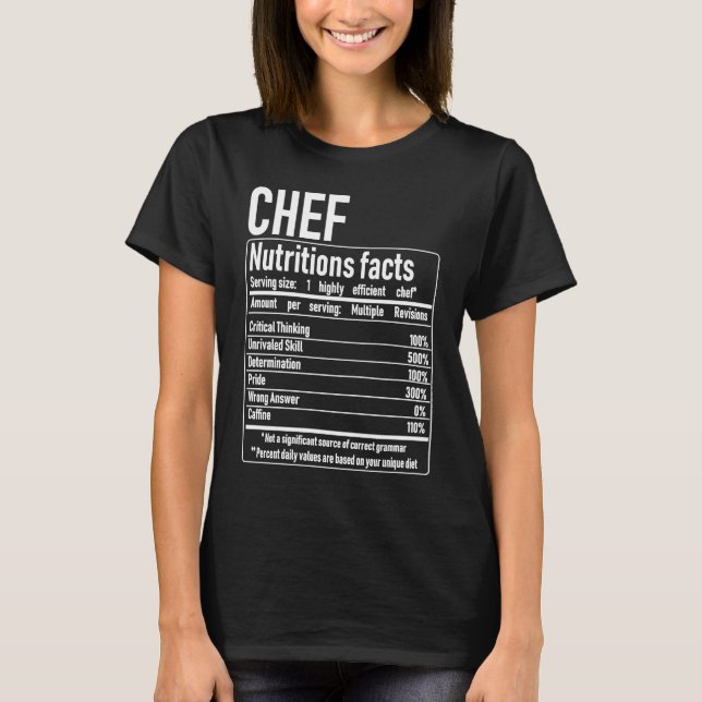 T-shirt Chef Nutrition Facts  Culinary Cooking Cooker Outf (Devant)