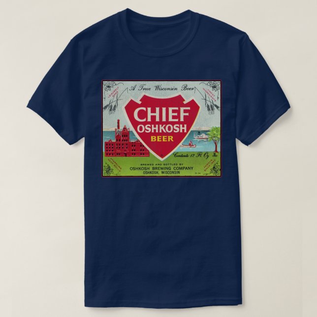 T-shirt Chef Oshkosh Beer Retro Déficit Wisconsin Breweri (Design devant)