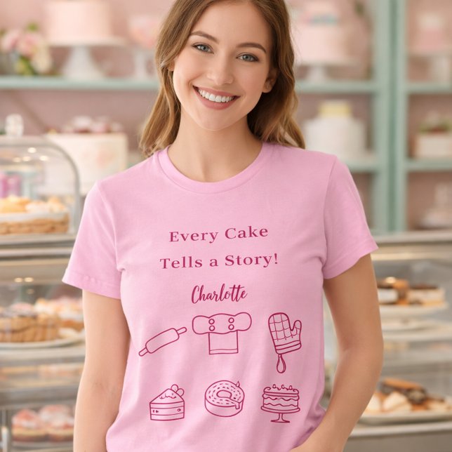 T-shirt Chef pâtissier slogan rose ustensiles de cuisine (Créateur téléchargé)