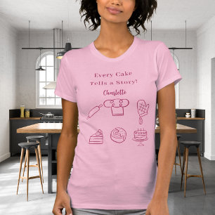 T-shirt Chef pâtissier slogan rose ustensiles de cuisine