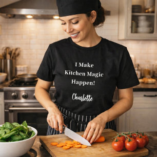 T-shirt Chef privé noir cuisine blanche magie