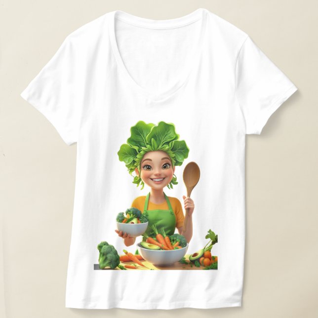 T-shirt Chef propulsé par les plantes – Cuisiner avec bien (Poser)