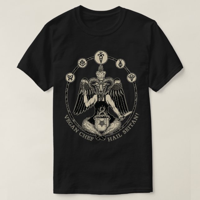 T-shirt Chef Vegan Baphomet Hail Seitan Vegan Chef (Design devant)