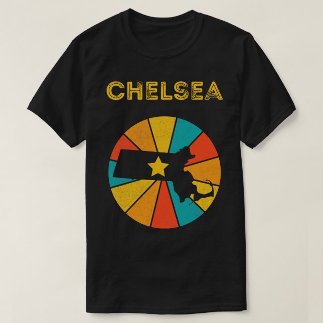 T-shirt Chelsea Massachusetts Souvenir Vintage en détresse (Design devant)