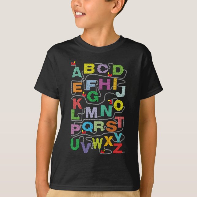 T-shirt Chemin de fer Alphabet Maze Puzzles (Devant)