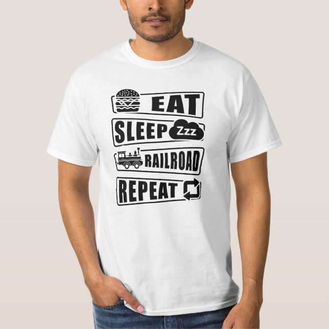 T-shirt Chemin de fer de Dormir Répétition Train à vapeur  (Devant)