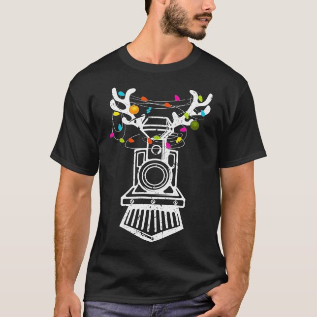 T-shirt Chemin de fer de Noël du renne de Noël (Devant)