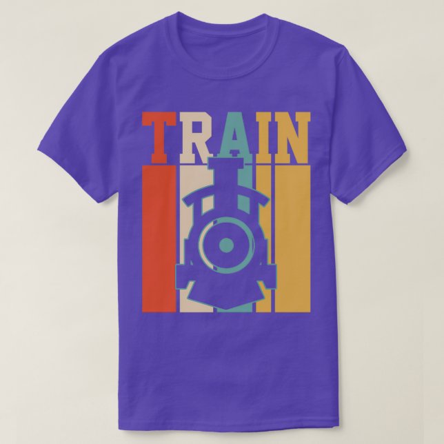 T-shirt Chemin de fer du moteur de train vertical rétro (Design devant)