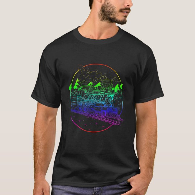 T-shirt Chemin de fer Sky Earth Model Train Model Railroad (Devant)