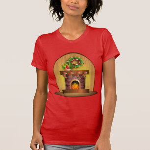 T-shirt Cheminée des Joyeuses Fêtes de Noël Stockings