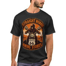 Chemins Droits Histoires Ennuyeuses Route 66 T-Shi