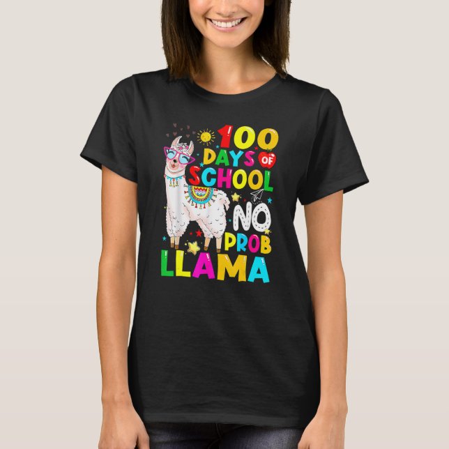 T-shirt Chemise 100 jours d'école No Probllama Llama 100èm (Devant)