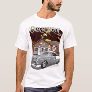 T-shirt Chemise 1955 Chevy Bel Air Gris Argenté École Anci