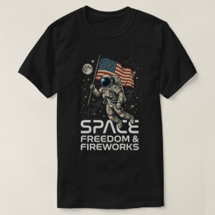 T-shirt chemise 4 juillet : graphique de l'astronaute Libe