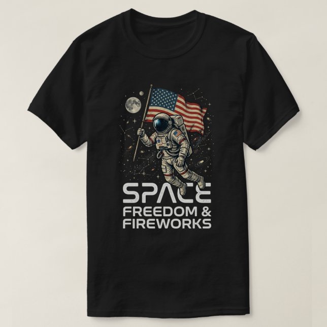 T-shirt chemise 4 juillet : graphique de l'astronaute Libe (Design devant)