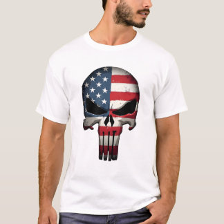 T-shirt Chemise 4 juillet pour femmes hommes crâne drapeau