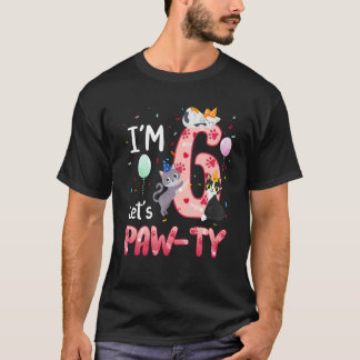 T-shirt Chemise 6ème Anniversaire Fille Chat Chaton 6 Ans 