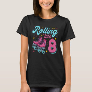T-shirt Chemise 8e Anniversaire Pour Filles, Roller Skates
