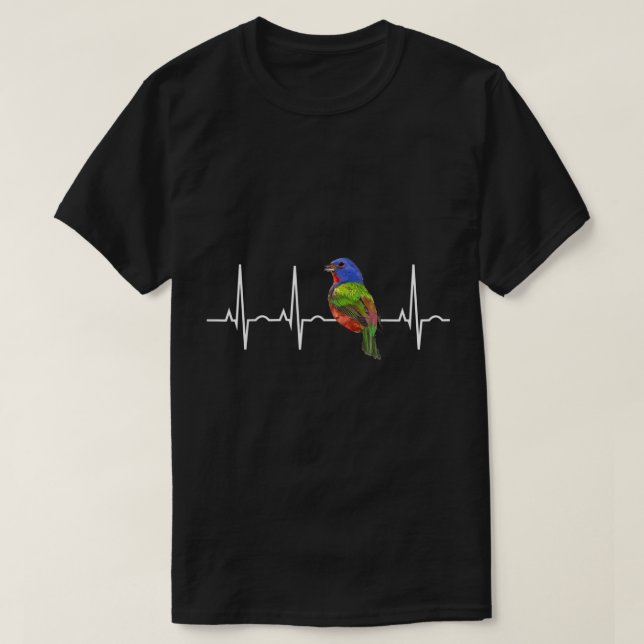 T-shirt Chemise à Bunting Peint Oiseau Oiseau Amour Coeur (Design devant)