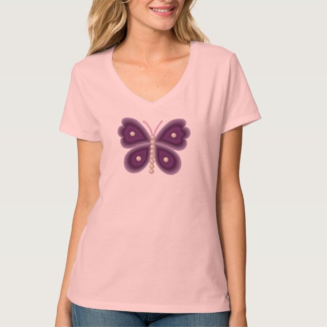 T-shirt Chemise à col V à papillon Pearl (Devant)