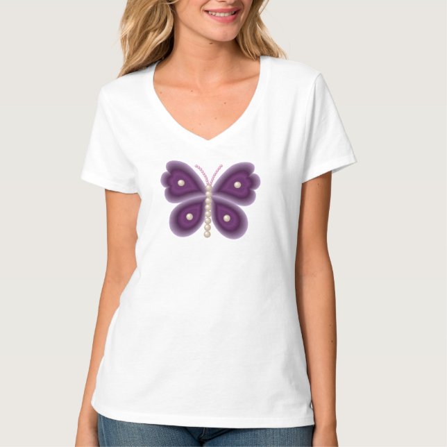 T-shirt Chemise à col V à papillon Pearl (Devant)