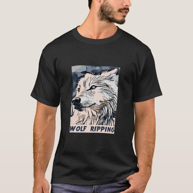 T-shirt chemise à déchirure de loup (Devant)