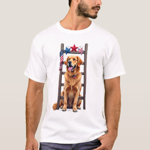 T-shirt Chemise à étoiles patriotiques Golden Retriever